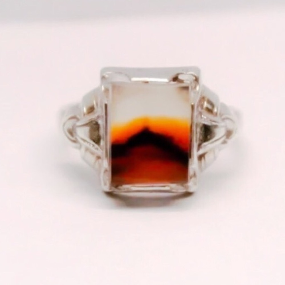 Art Deco Sterling Agate Ring